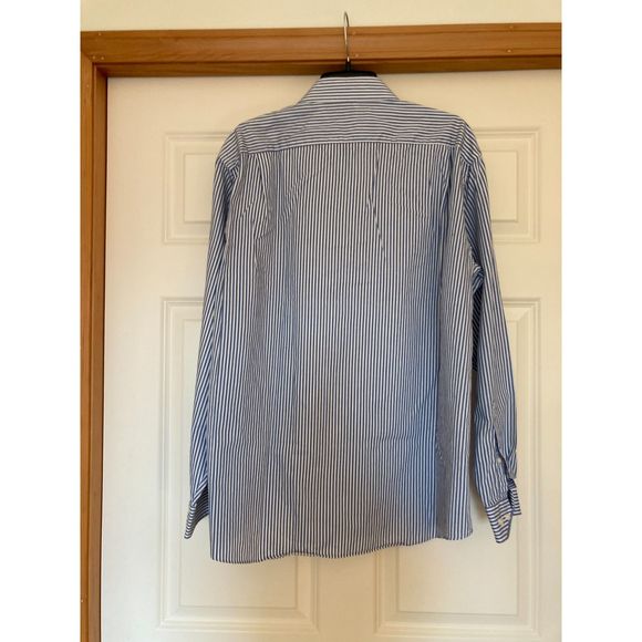 Ben Sherman Men's Navy/Whtie Stripe Dress Shirt 100% Cotton Size XL 17 34-35 - Picture 4 of 12